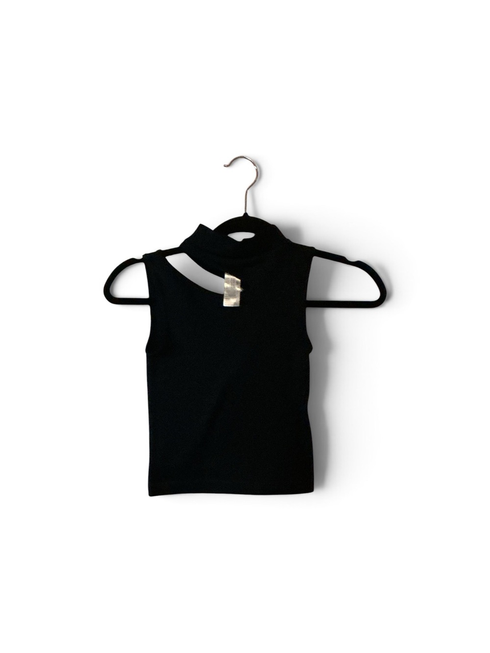 Women's Black Mock Neck Cutout Tank Top